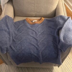 FRNCH Blue and Brown Crewneck Sweater